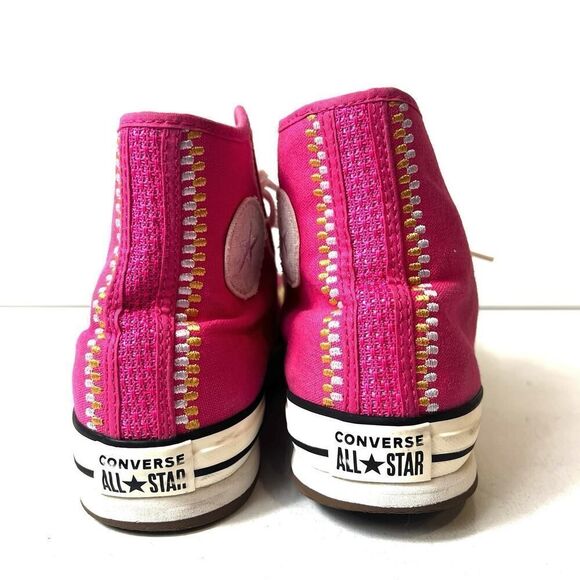 Converse All Star Hi-Top Pink Stitched Canvas Sneaker Womens 8.5 Lace Up Youth 7 - Picture 9 of 11